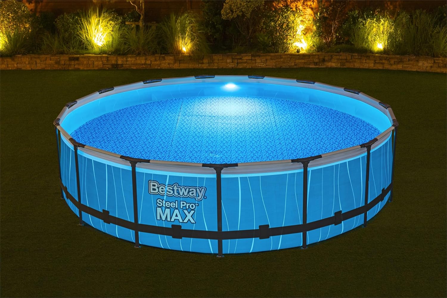  Click to see full view      3+  7 VIDEOS Bestway Steel Pro MAX Above Ground Swimming Pool (15' x 42") | Round Outdoor Backyard Family Pool with Color-Changing Pool Liner | Features 7-Color LED Lights image 4