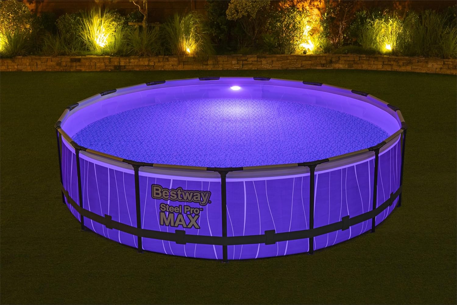  Click to see full view      3+  7 VIDEOS Bestway Steel Pro MAX Above Ground Swimming Pool (15' x 42") | Round Outdoor Backyard Family Pool with Color-Changing Pool Liner | Features 7-Color LED Lights image 5