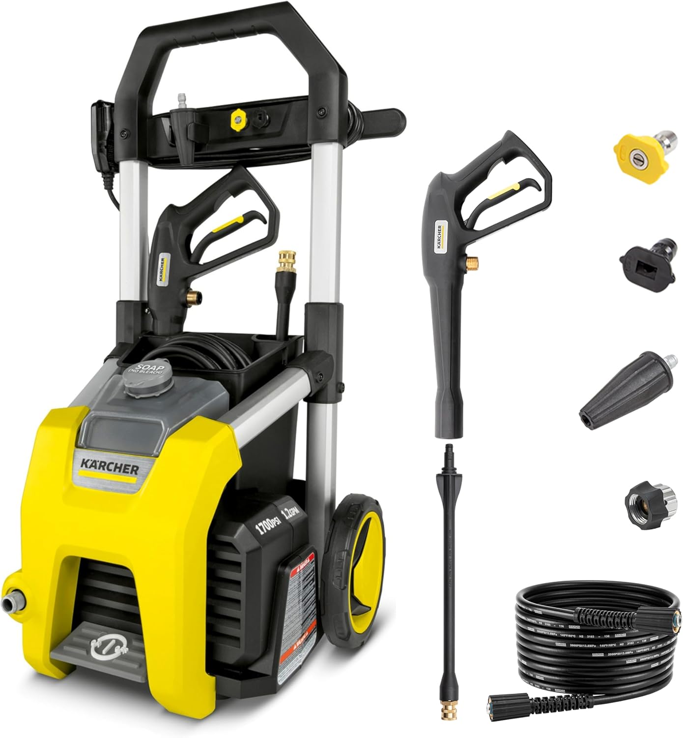 Kärcher Pressure Washer K1700, CETA Certified, 3 Spray Nozzles, Detergent Tank, for Cars, Driveways, Siding, Patios, 1.2 max. GPM image 1