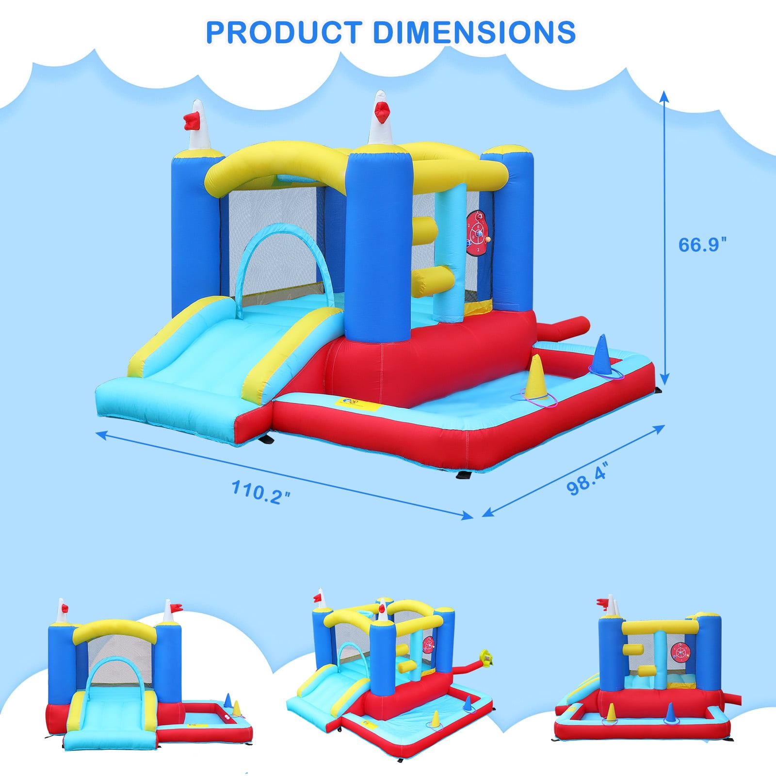 Ktaxon Inflatable Bounce House with Blower for Kids 3+, Indoor & Outdoor Bouncy Castle with Slide, Perfect for Birthday Parties, Backyard, Lawn image 5