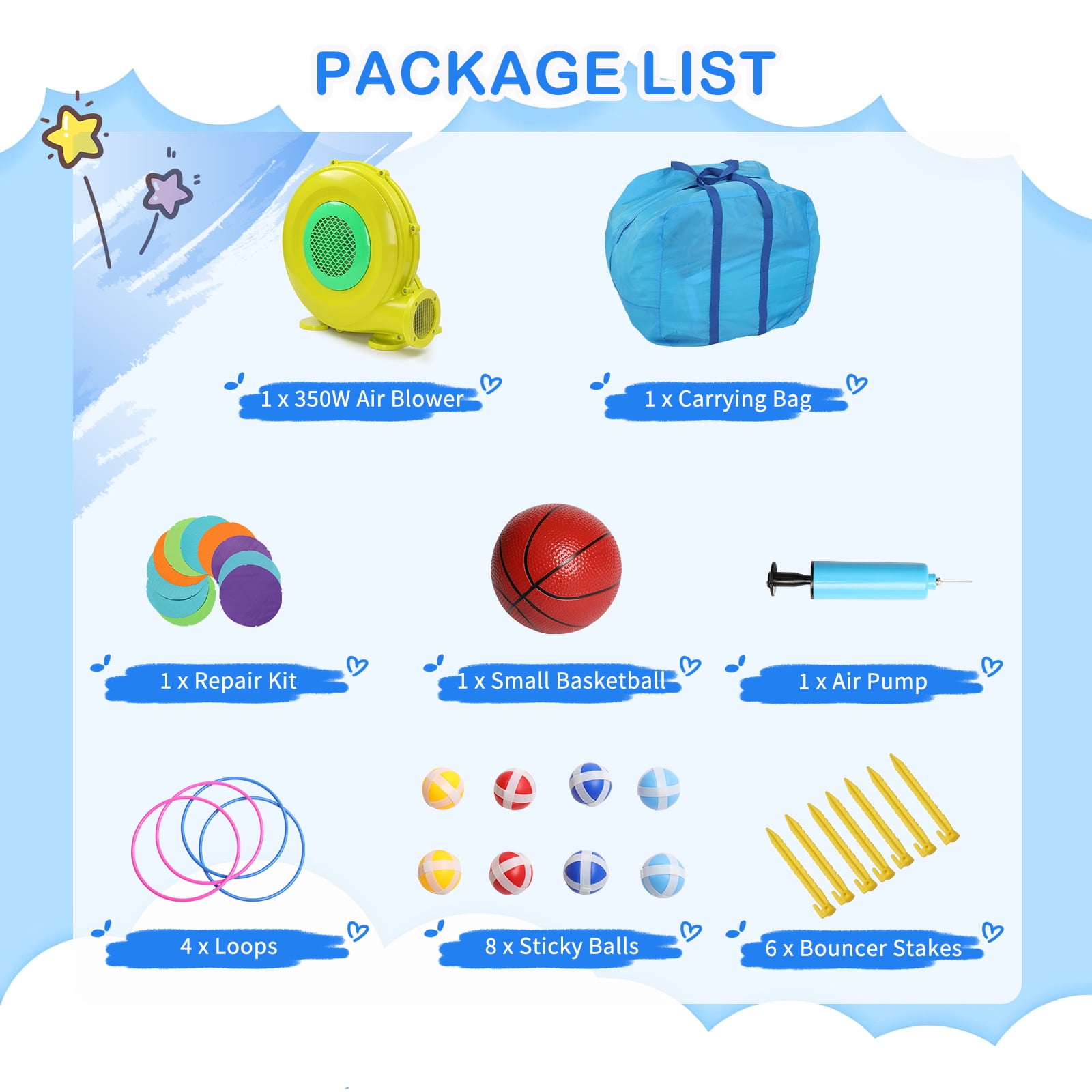 Ktaxon Inflatable Bounce House with Blower for Kids 3+, Indoor & Outdoor Bouncy Castle with Slide, Perfect for Birthday Parties, Backyard, Lawn image 9