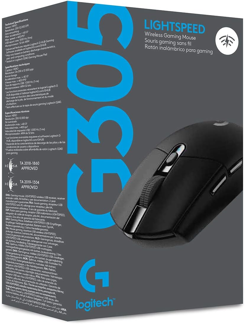 Logitech G305 LIGHTSPEED Wireless Gaming Mouse, Hero 12K Sensor, 12,000 DPI, Lightweight, 6 Programmable Buttons, 250h Battery Life, On-Board Memory, PC/Mac - Black image 6