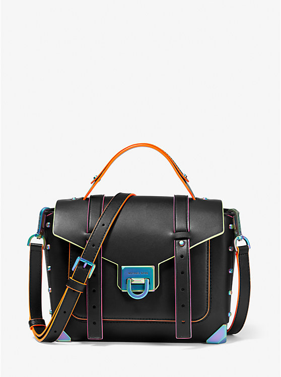 Manhattan Medium Contrast-Trim Leather Satchel image 1