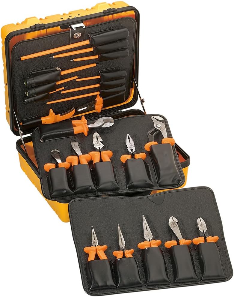 Klein Tools 33527 General Purpose Insulated Tool Kit, 1000-Volt Rated, Comes in Custom 3-Pallet Lockable Case, 22-Piece image 1