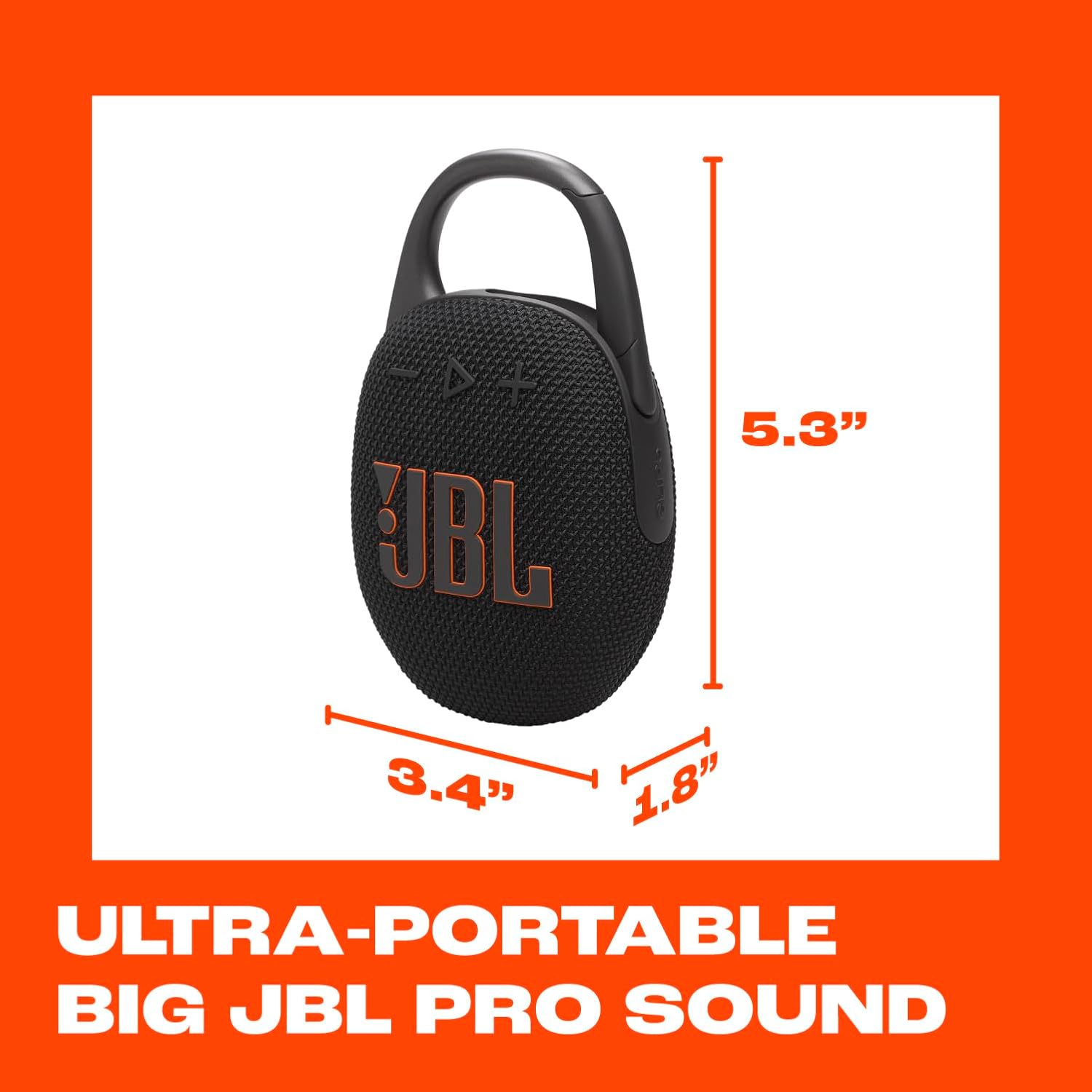 JBL Clip 5 - Ultra-Portable, Waterproof & Dustproof Bluetooth Speaker, Big Pro Sound with Punchy bass, Integrated Carabiner, Up to 12 Hours of Play, Made in Part with Recycled Materials (Black) image 5