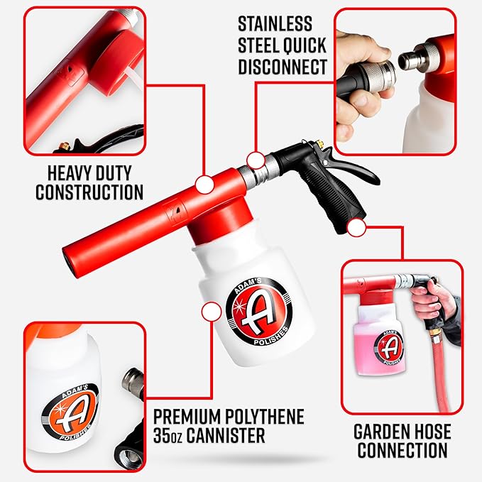 Adam's Premium Foam Gun Car Wash Sprayer - Connects to Garden Hose for Car Washing, No Pressure Washer Required, Use Snow Foam Blaster with Car Soap, Shampoo or Detergent image 2