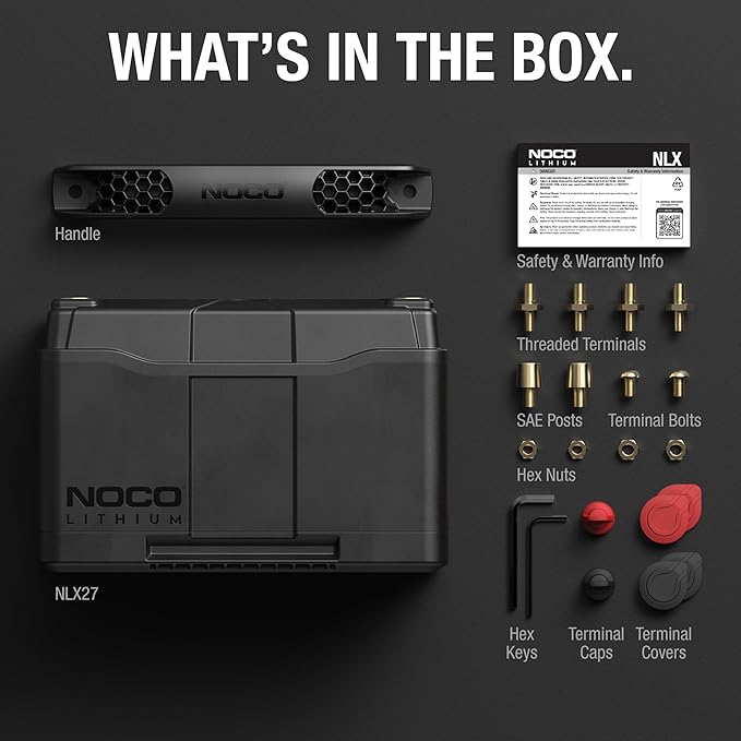 NOCO Lithium NLX27: 12V Dual-Purpose LiFePO4 Lithium-Ion Battery - 100Ah Deep-Cycle and 1400A Group 27 Starter Battery - UL Listed - Built-In Dynamic BMS image 6