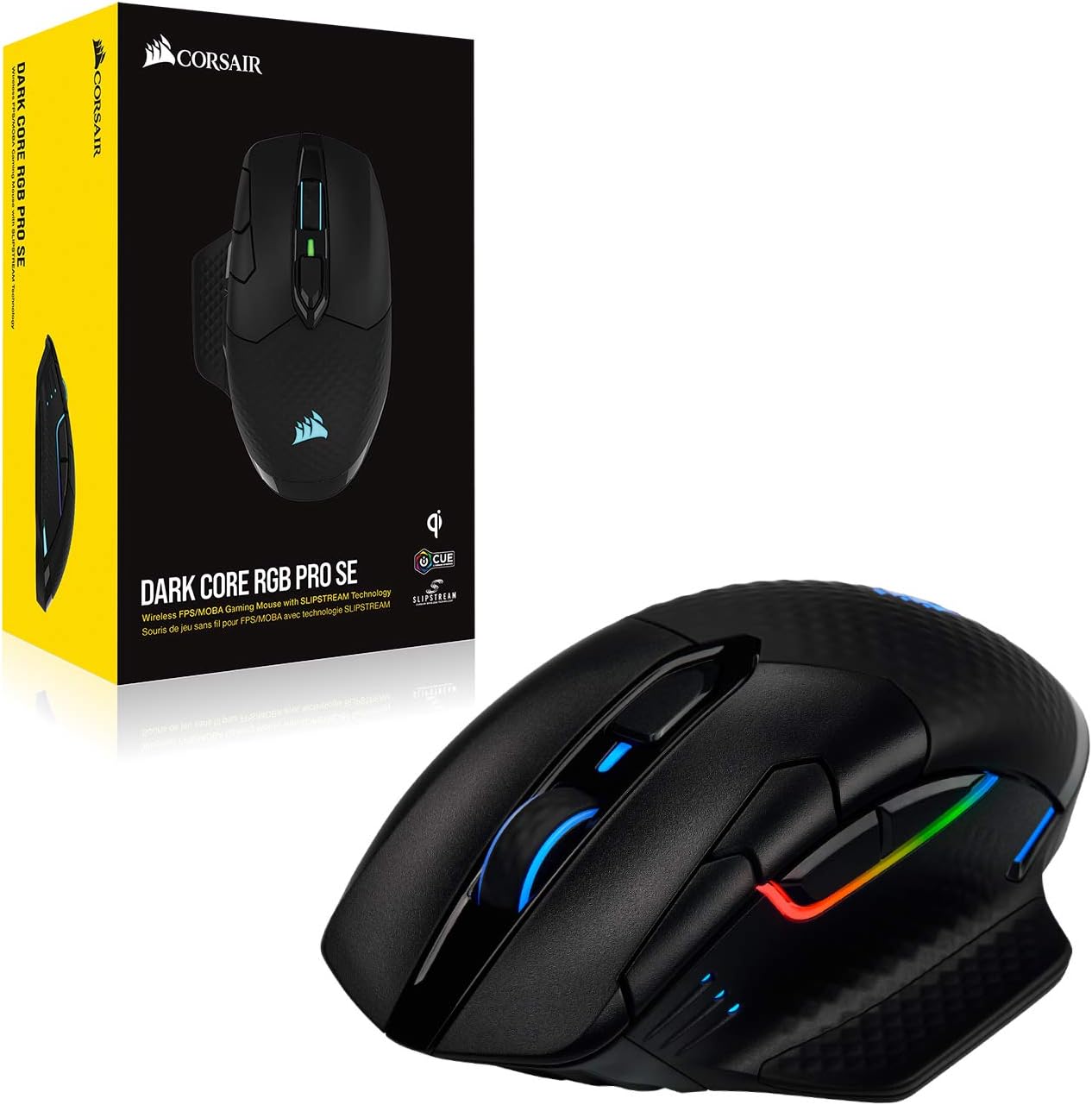 Corsair Dark Core RGB Pro SE, FPS/MOBA Gaming Mouse with SLIPSTREAM Technology, Black, Backlit RGB LED, 18000 DPI, Optical, Qi wireless charging certified image 8