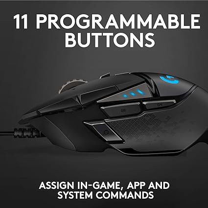 Logitech G502 HERO High Performance Wired Gaming Mouse, HERO 25K Sensor, 25,600 DPI, RGB, Adjustable Weights, 11 Programmable Buttons, On-Board Memory, PC / Mac image 4