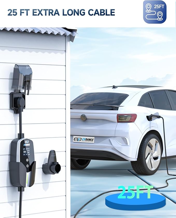 Level 2 EV Charger - Portable 32A EV Chargers NEMA 14-50 with 25ft Cable, Adjustable Current/Delay Charging for Electric Car Charger image 2