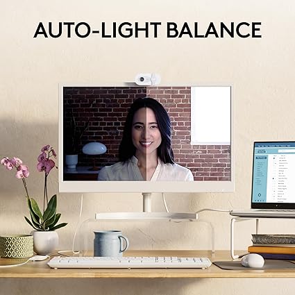 Logitech Brio 100 Full HD 1080p Webcam for Meetings, Streaming, Desktop, Laptop, PC - Built-in Mic, Shutter, USB-A, Teams, Zoom - Off-White image 3