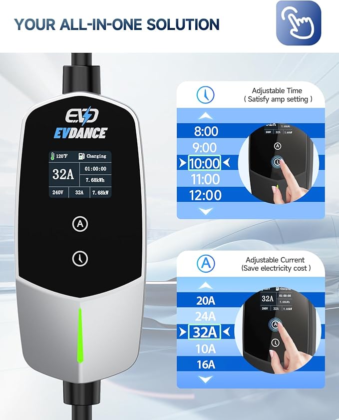 Level 2 EV Charger - Portable 32A EV Chargers NEMA 14-50 with 25ft Cable, Adjustable Current/Delay Charging for Electric Car Charger image 6