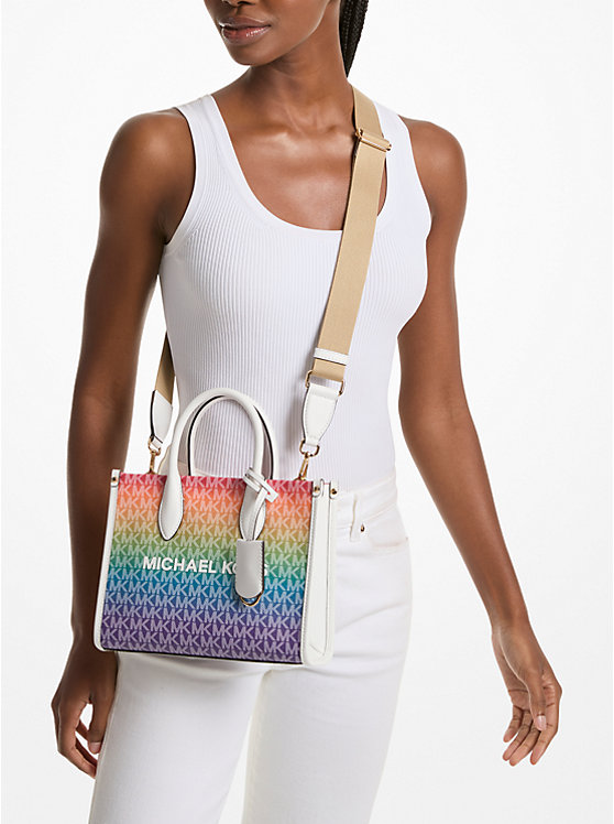 Michael Kors Outlet Mirella Small Rainbow Signature Logo Crossbody Bag image 3