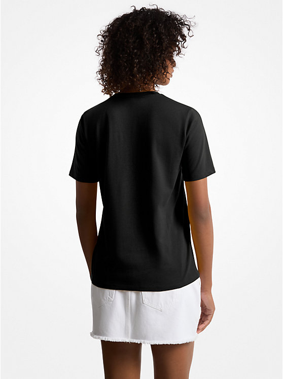 Michael Kors Outlet Sequined Logo Cotton T-Shirt image 2