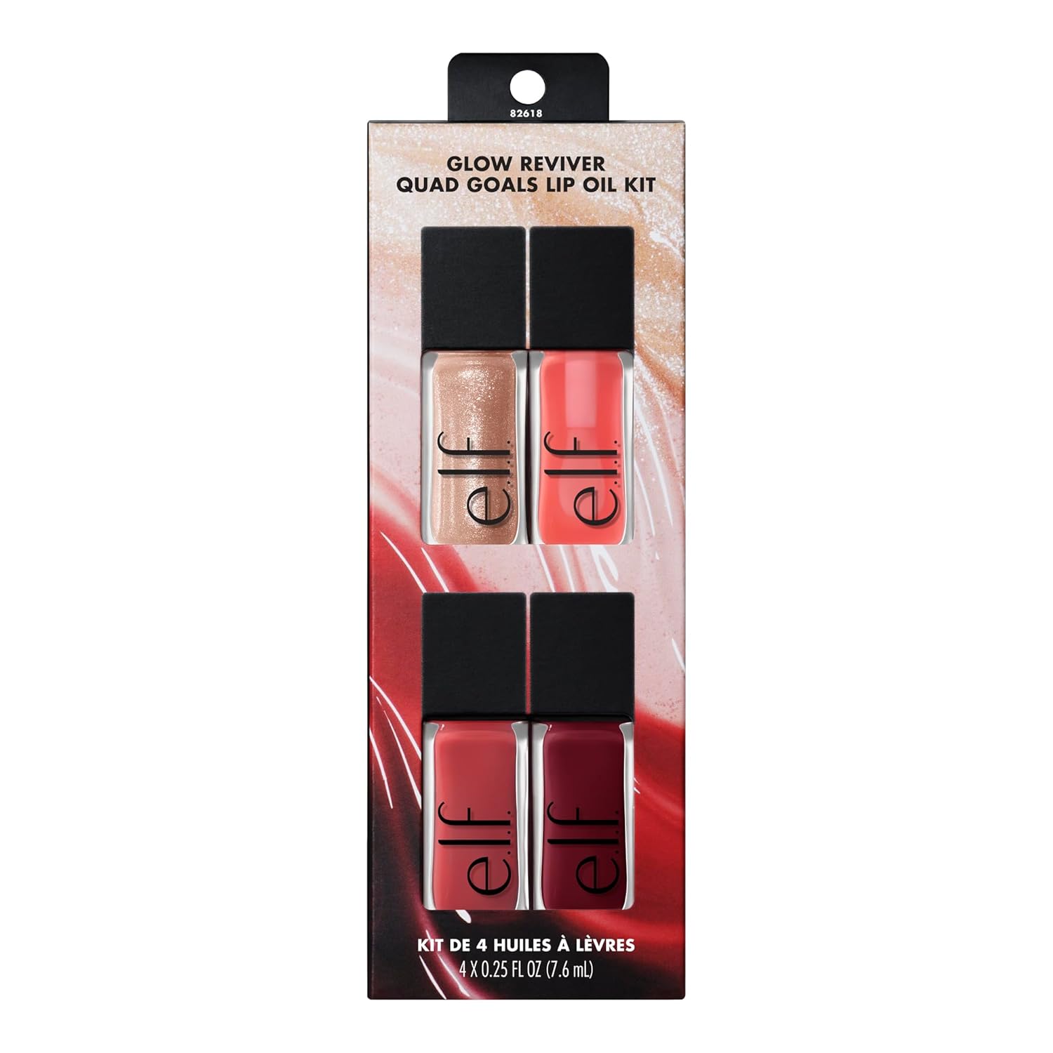 e.l.f. Glow Reviver Quad Goals Lip Oil Kit, Lip Gloss For A High-Gloss Finish & Sheer Wash Of Color, Non-Sticky, Vegan & Cruelty-Free, 4 Glosses image 1