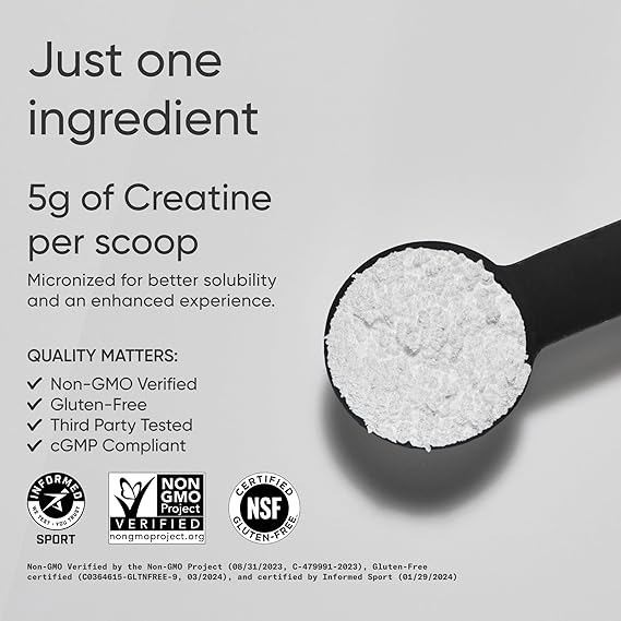 Sports Research Creatine Monohydrate - Gain Lean Muscle, Improve Performance and Strength and Support Workout Recovery - 5 g Micronized Creatine - 1.1LBS image 4