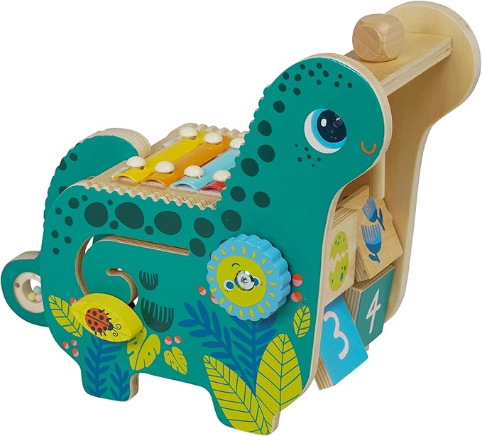 Manhattan Toy Wooden Dinosaur Toddler and Preschool Musical Instrument and Activity Toy with Xylophone, Sawtooth Ridges and Solo Mallet image 1