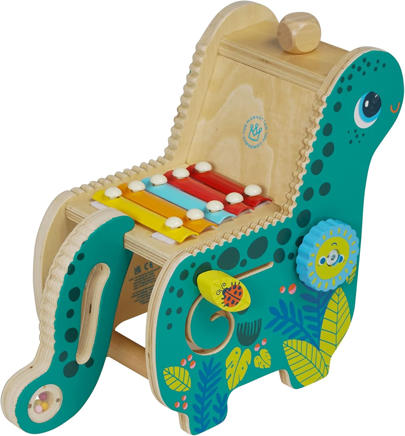 Manhattan Toy Wooden Dinosaur Toddler and Preschool Musical Instrument and Activity Toy with Xylophone, Sawtooth Ridges and Solo Mallet image 2