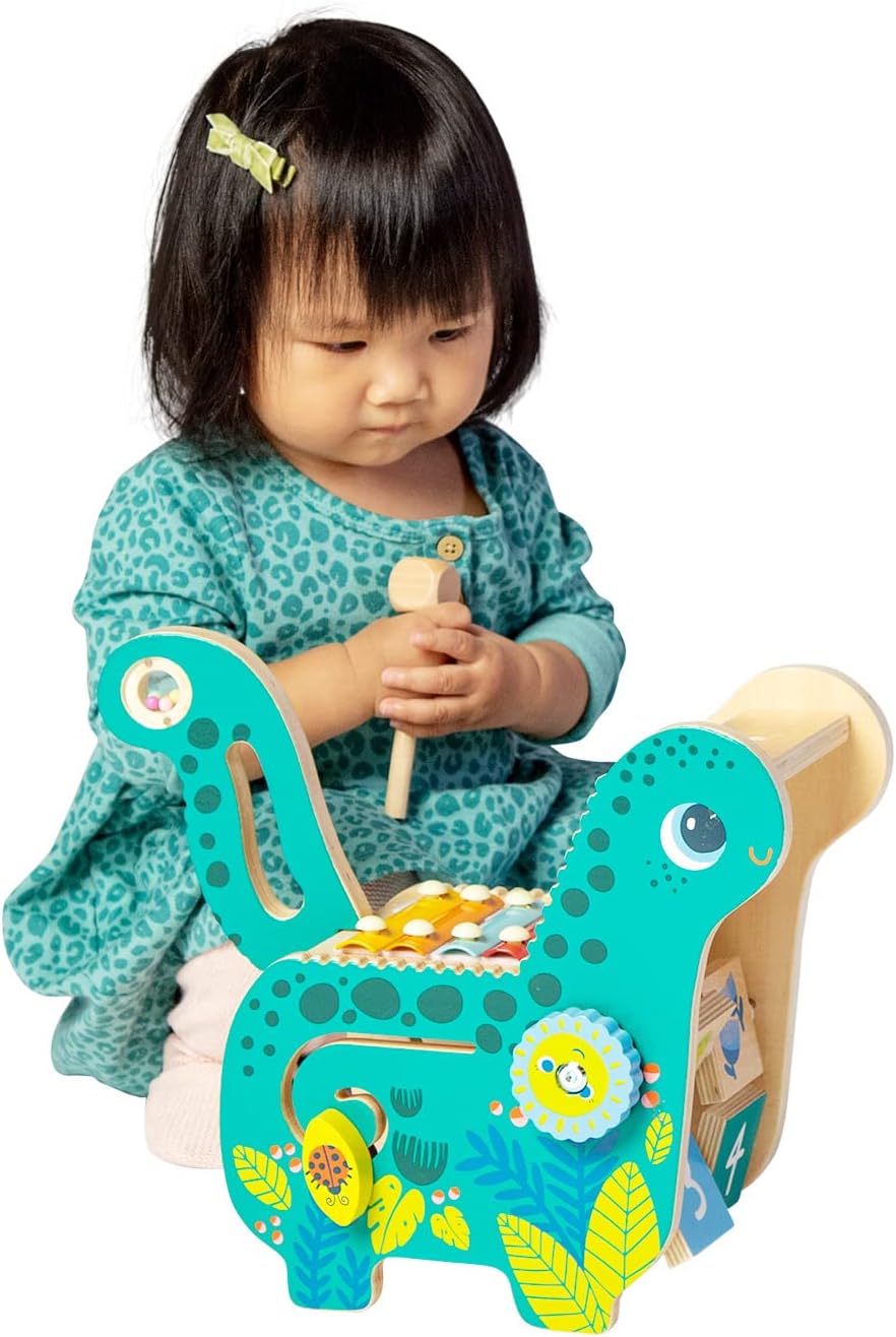 Manhattan Toy Wooden Dinosaur Toddler and Preschool Musical Instrument and Activity Toy with Xylophone, Sawtooth Ridges and Solo Mallet image 6