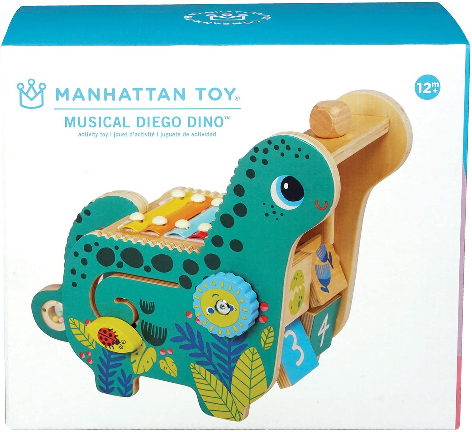 Manhattan Toy Wooden Dinosaur Toddler and Preschool Musical Instrument and Activity Toy with Xylophone, Sawtooth Ridges and Solo Mallet image 8