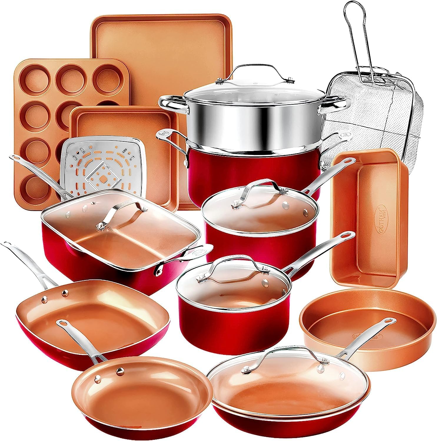 Gotham Steel 20pc Nonstick Cookware & Bakeware Set · Hammered Copper image 1