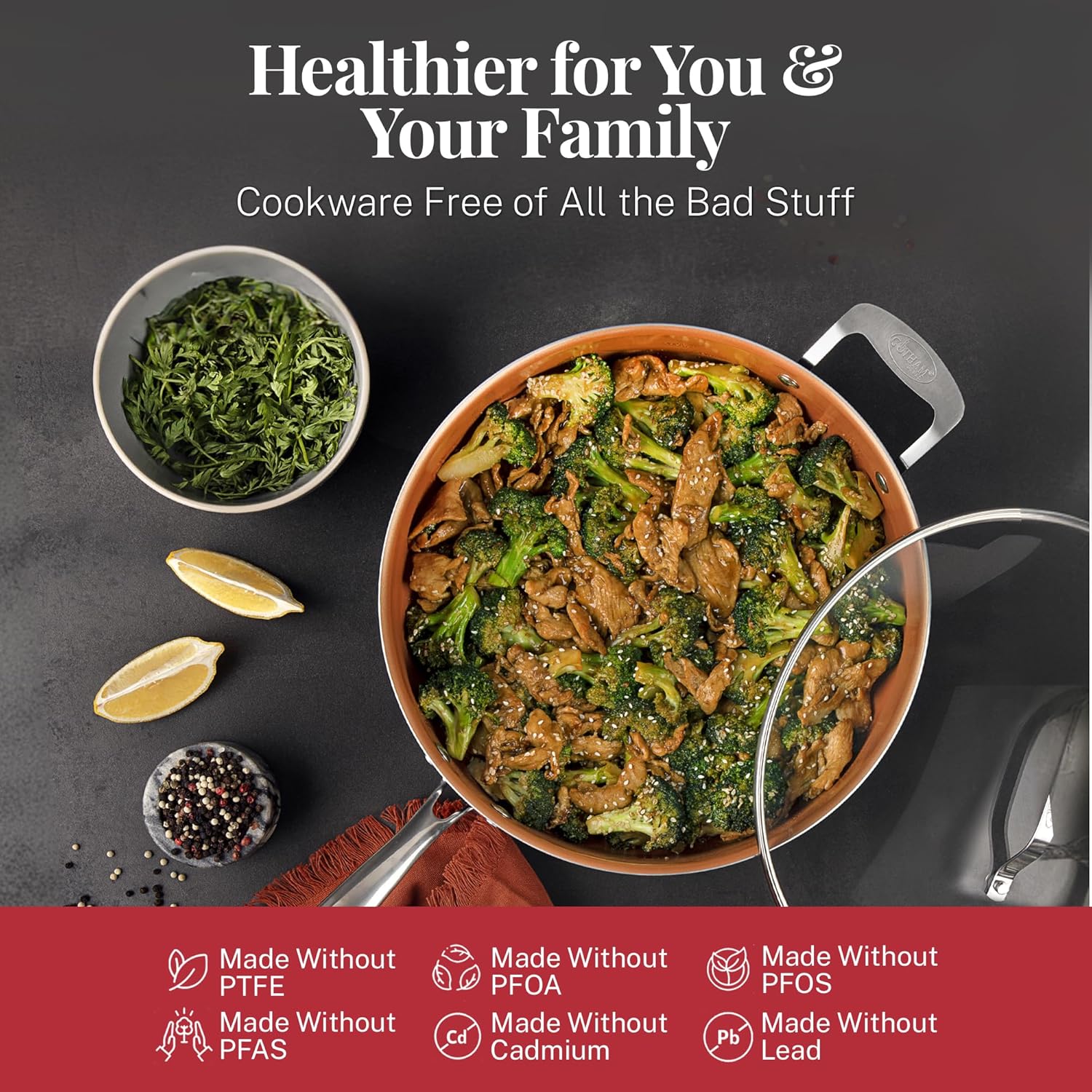 Gotham Steel 20pc Nonstick Cookware & Bakeware Set · Hammered Copper image 3