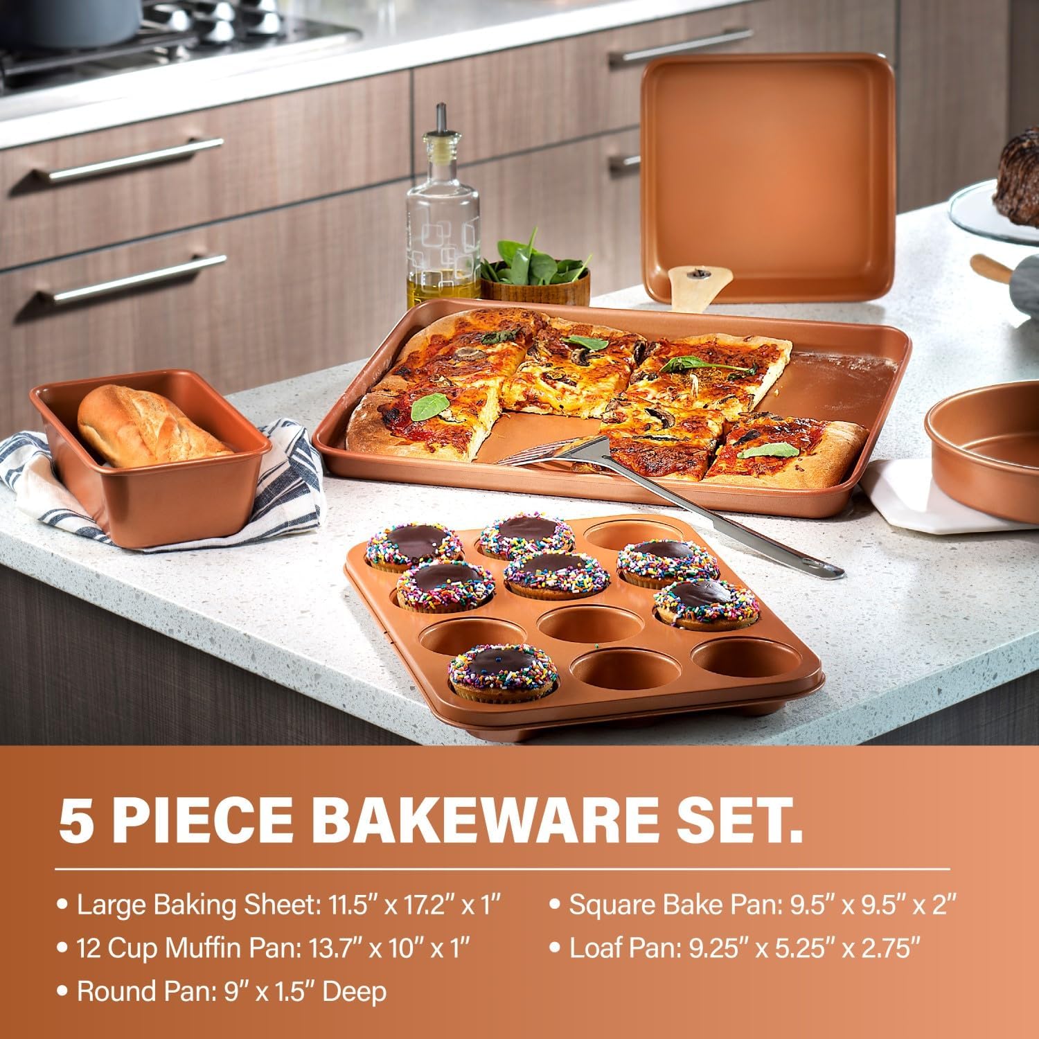 Hammered Ceramic Cookware Set – 15 Pcs – Deep Copper image 5