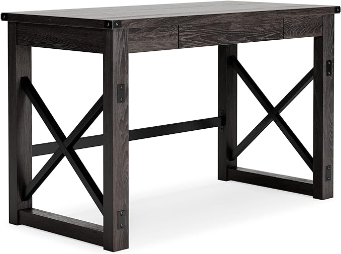 Signature Design by Ashley Freedan Rustic Farmhouse Home Office Desk, Dark Gray image 1