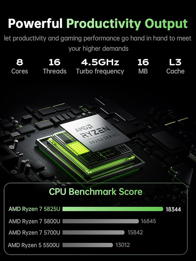 2025 16.1 Laptop Computer AMD Ryzen 7 5700U (8C/16T, Up to 4.3GHz) Radeon RX Vega 8 Graphics Laptop 16GB RAM 512GB NVMe SSD, Windows 11, FHD Display, WiFi 6, 53Wh Battery, HDMI, Webcam, Backlit KB image 2