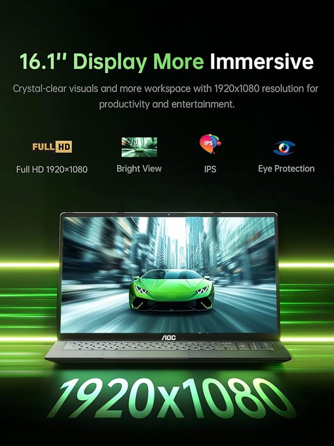 2025 16.1 Laptop Computer AMD Ryzen 7 5700U (8C/16T, Up to 4.3GHz) Radeon RX Vega 8 Graphics Laptop 16GB RAM 512GB NVMe SSD, Windows 11, FHD Display, WiFi 6, 53Wh Battery, HDMI, Webcam, Backlit KB image 3