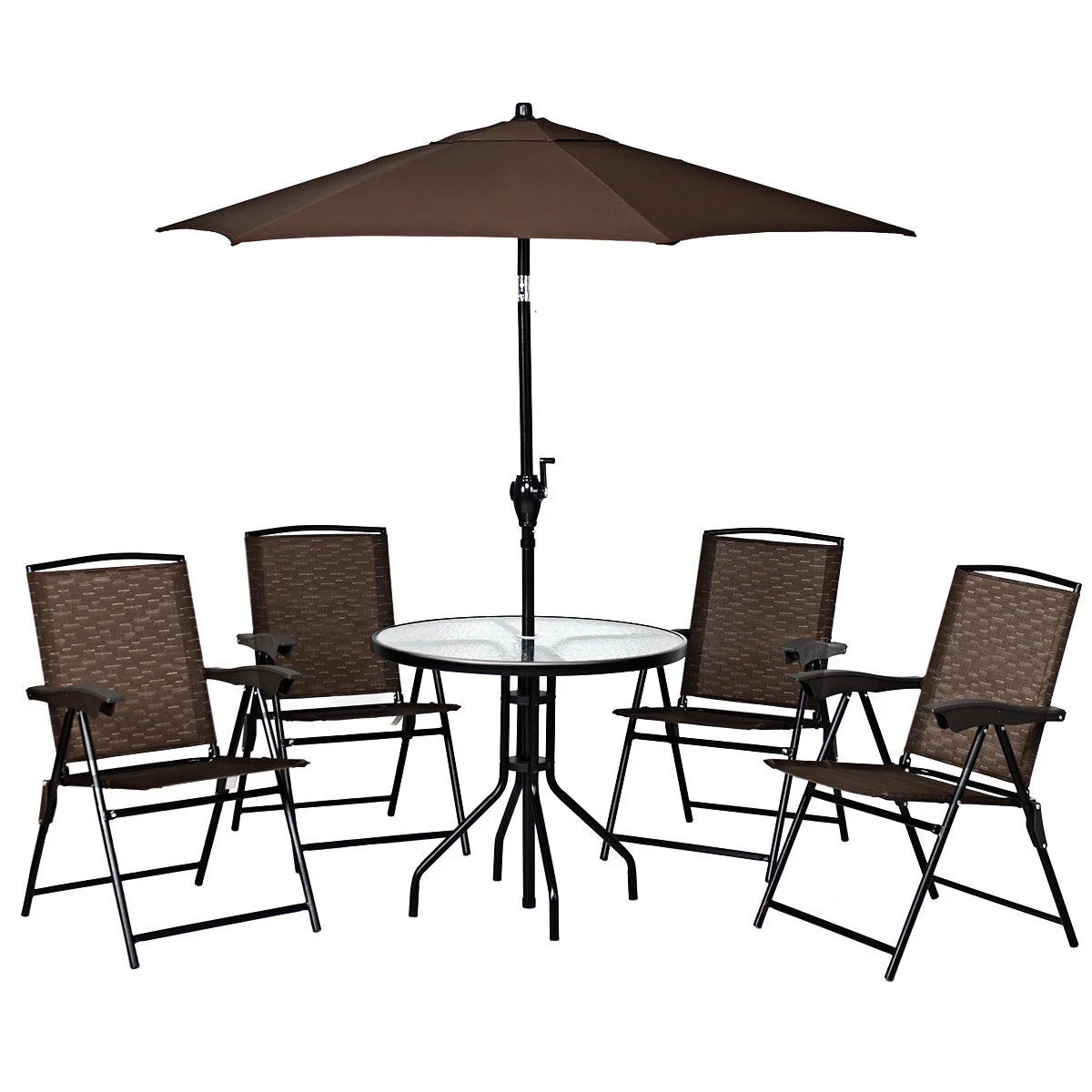 Costway 4PCS Folding Sling Chairs Steel Armrest Patio Garden Camping W/Adjustable Back image 1