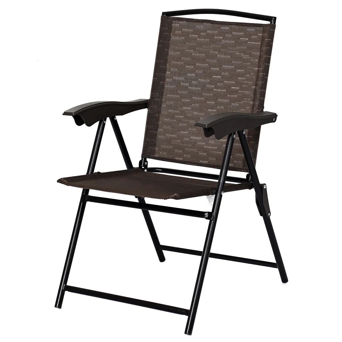 Costway 4PCS Folding Sling Chairs Steel Armrest Patio Garden Camping W/Adjustable Back image 3