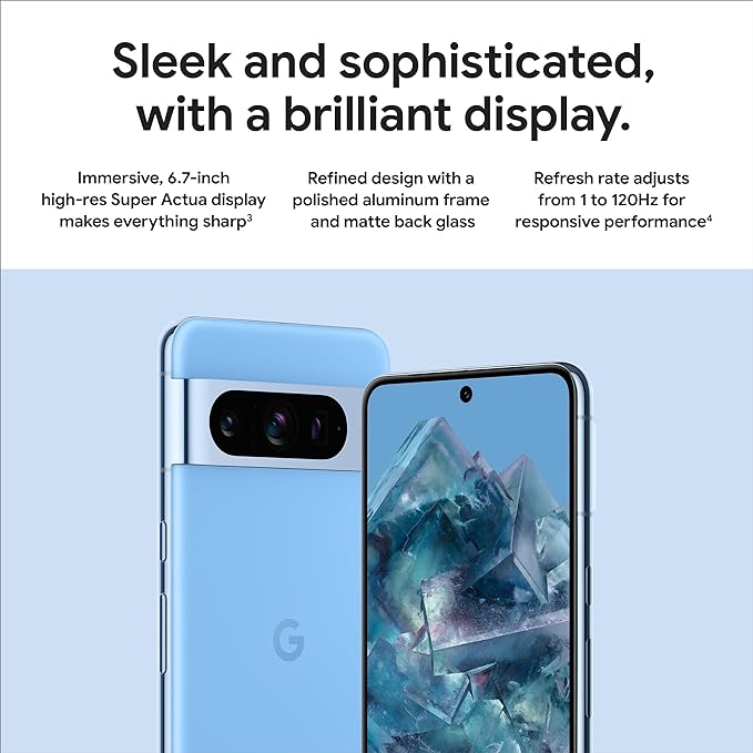 Google Pixel 8 Pro - Unlocked Android Smartphone with Telephoto Lens and Super Actua Display - 24-Hour Battery - Obsidian - 128 GB image 2