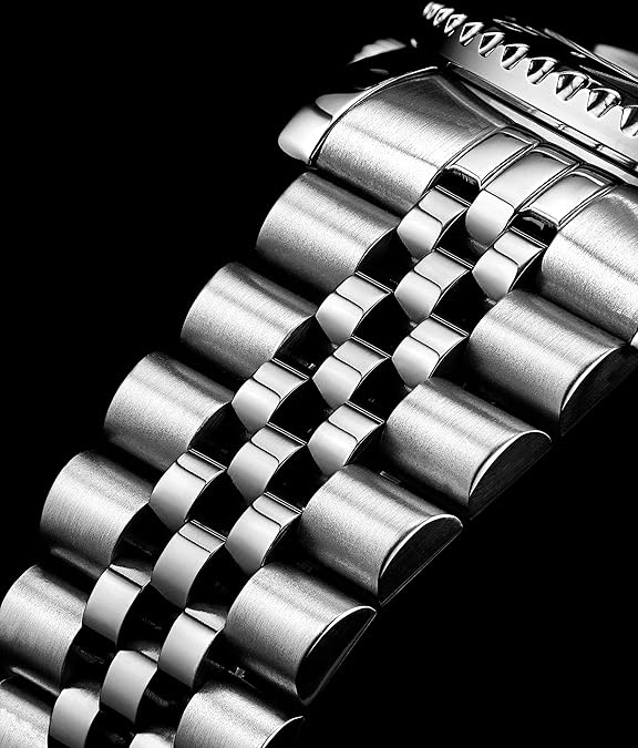 Stuhrling Original Men's Stainless Steel Jubilee Bracelet GMT Watch Quartz, Dual Time, Quickset Date with Screw Down Crown, Water Resistant up to 10 ATM image 4
