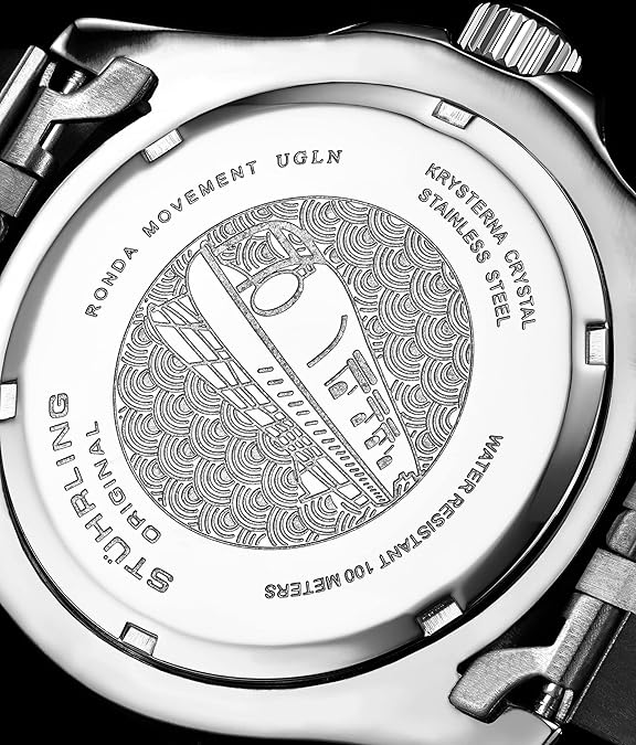 Stuhrling Original Men's Stainless Steel Jubilee Bracelet GMT Watch Quartz, Dual Time, Quickset Date with Screw Down Crown, Water Resistant up to 10 ATM image 5