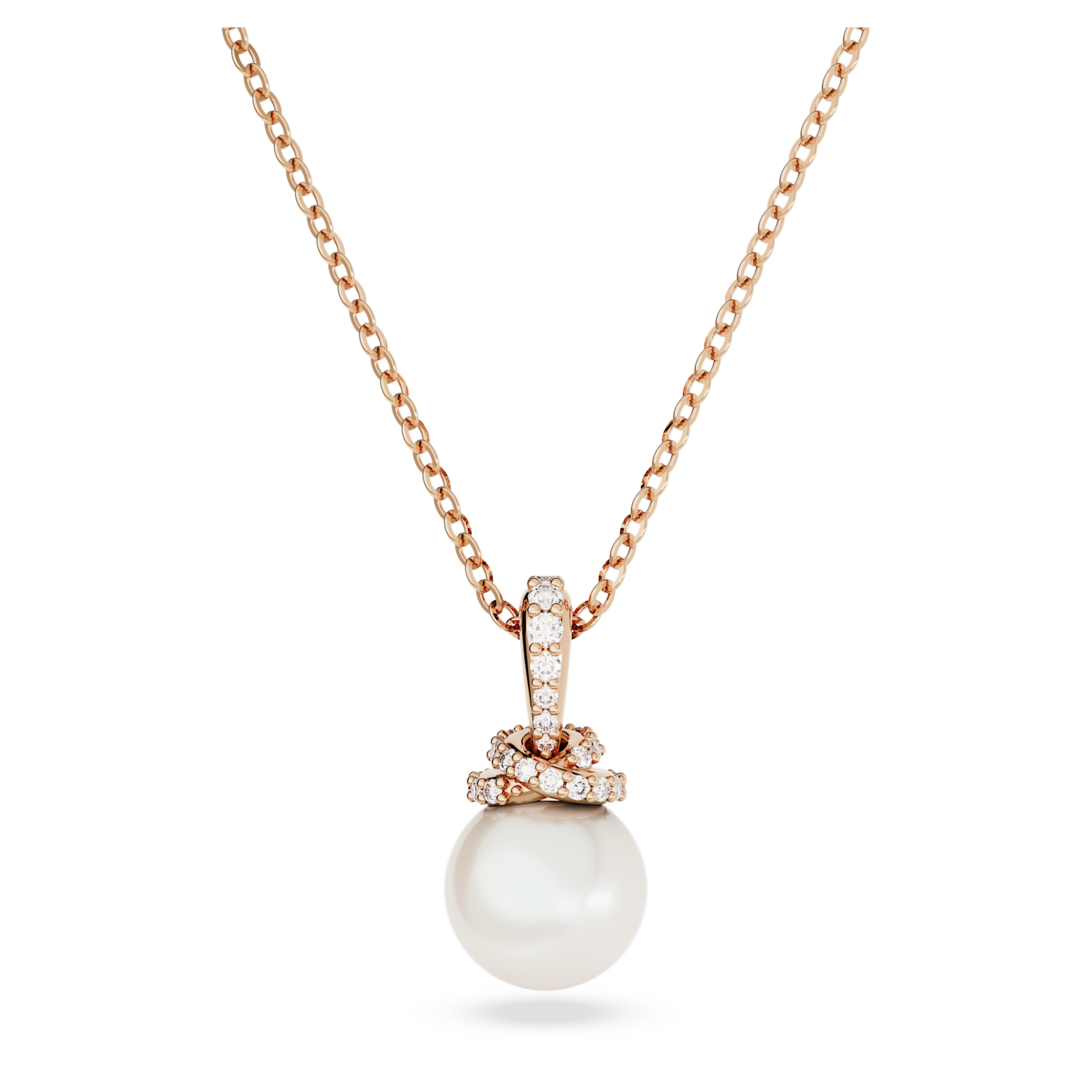 Original Pendant Crystal pearl, White, Rose gold-tone plated image 2