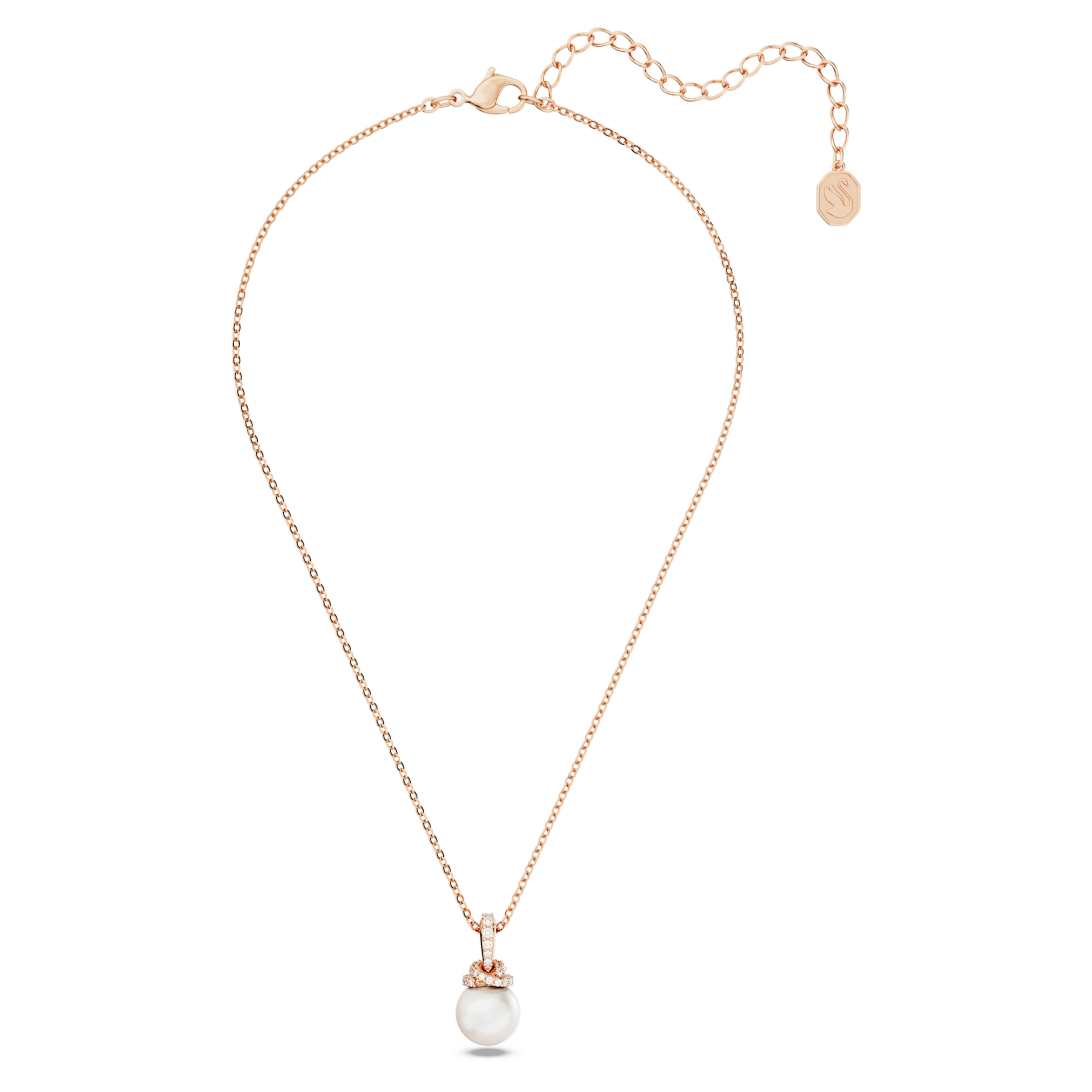 Original Pendant Crystal pearl, White, Rose gold-tone plated image 3