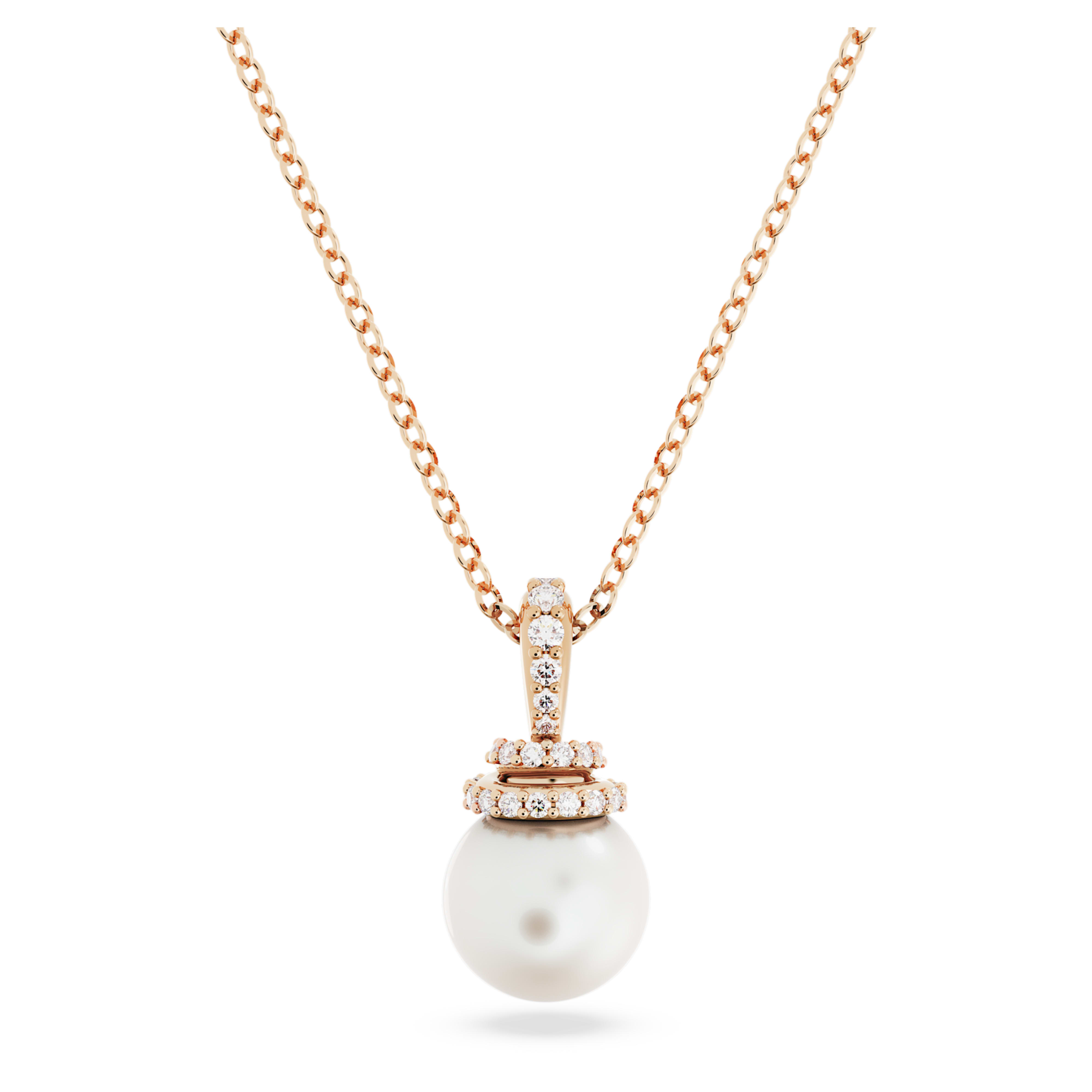 Original Pendant Crystal pearl, White, Rose gold-tone plated image 5