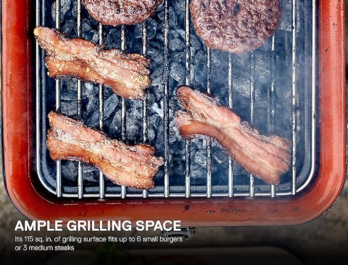 Everdure Cube Portable Charcoal Grill, Tabletop BBQ, Perfect Tailgate, Beach, Patio, or Camping Grill, Lightweight & Compact Small Grill with Preparation Board & Food Storage Tray, Orange image 5