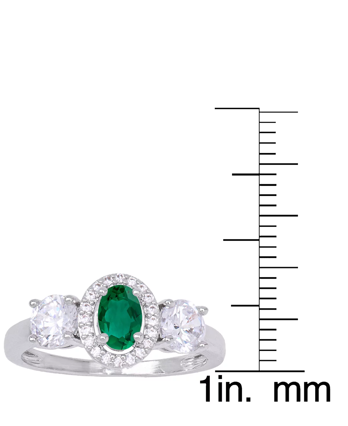 Simulated Emerald Oval Halo 3 Piece, Pendant, Earrings and Ring, Set in Silver Plate image 3