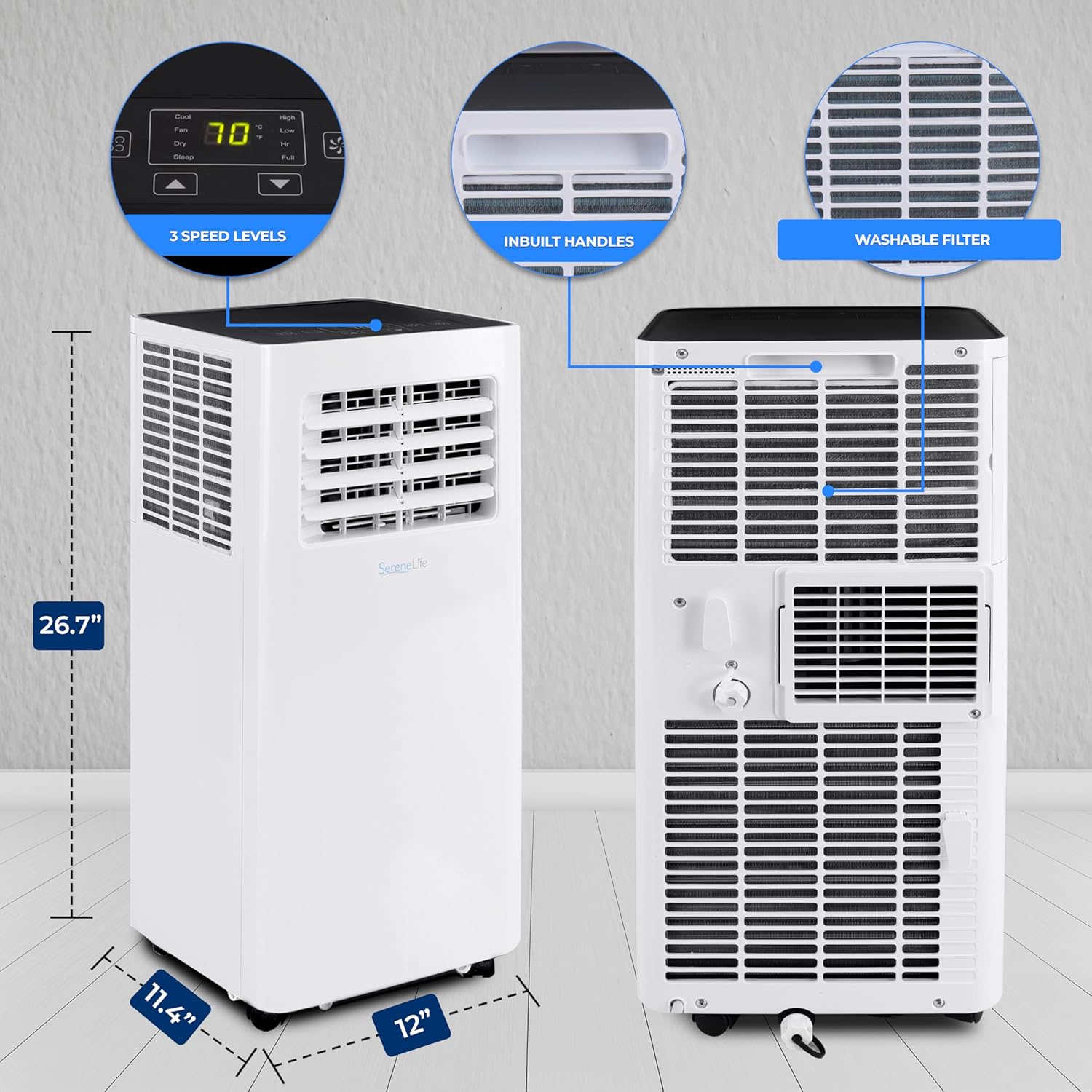 SereneLife Small Air Conditioner Portable 8,000 BTU with Built-in Dehumidifier - Portable AC unit for rooms up to 350 sq ft - WiFi app + Remote Control, Window Mount Exhaust Kit image 5
