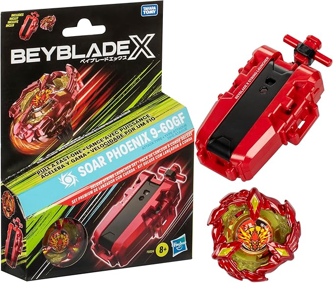 BEYBLADE X Soar Phoenix 9-60GF Deluxe String Launcher Set with Attack Type Right-Spinning Top Toy; Great Gift for 8 Year Old Boys and Girls image 1