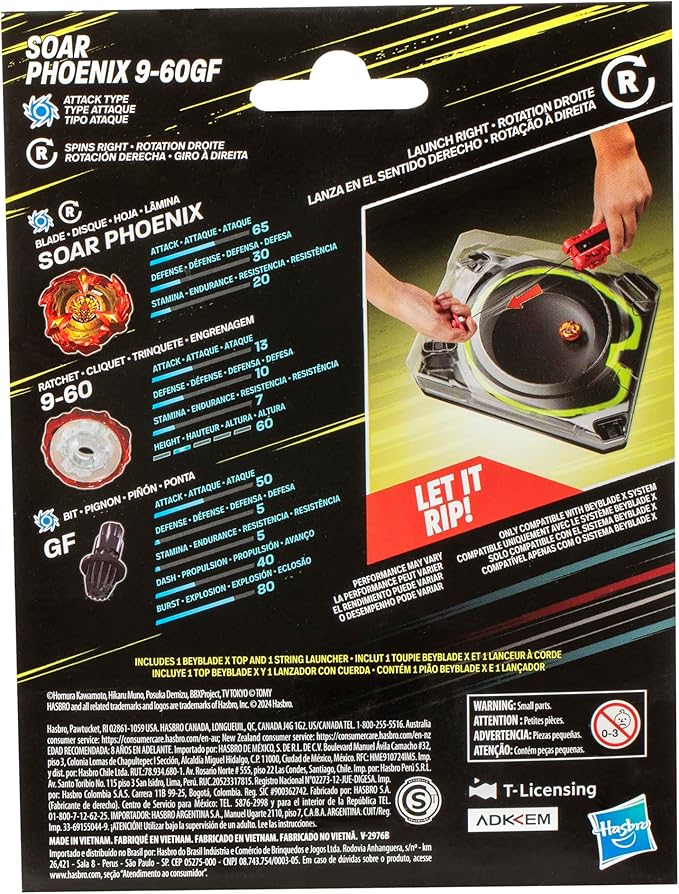 BEYBLADE X Soar Phoenix 9-60GF Deluxe String Launcher Set with Attack Type Right-Spinning Top Toy; Great Gift for 8 Year Old Boys and Girls image 2