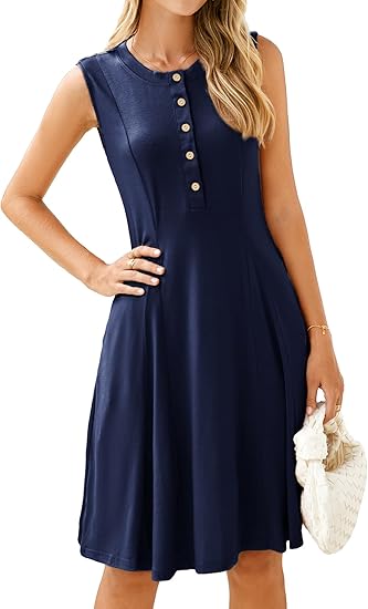 Simplee Womens 2025 Summer Mini Dress - Casual Sleeveless Button Down Vacation Short Sundress with Pockets image 1