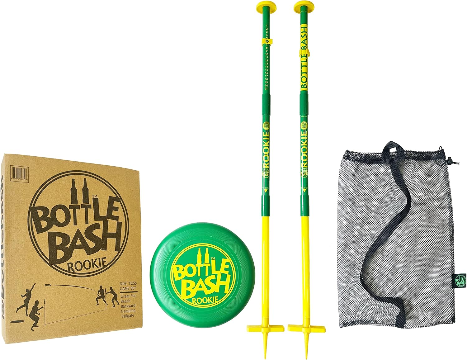 Bottle Bash Outdoor Flying Disc Game Set – Frisbee Toss Backyard and Beach Game for Family, Adult & Kids - Beersbee & Polish Horseshoes image 1