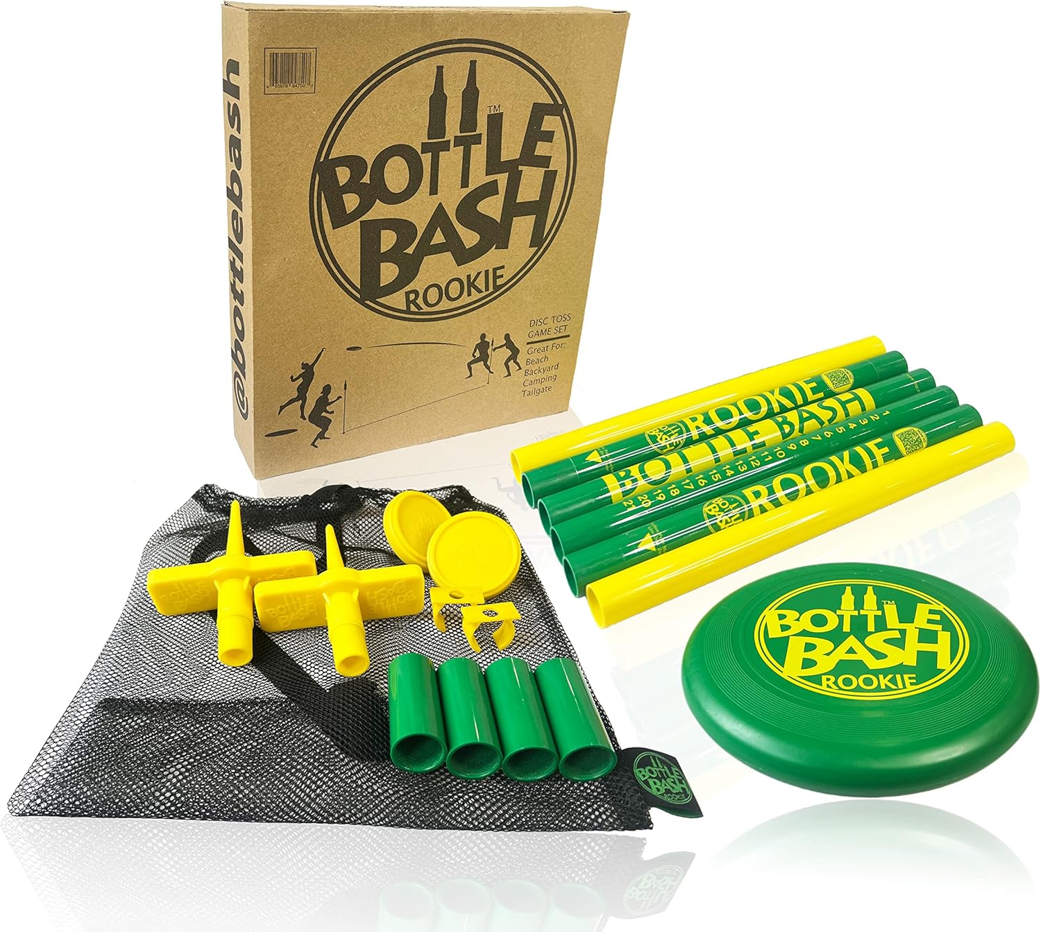 Bottle Bash Outdoor Flying Disc Game Set – Frisbee Toss Backyard and Beach Game for Family, Adult & Kids - Beersbee & Polish Horseshoes image 2