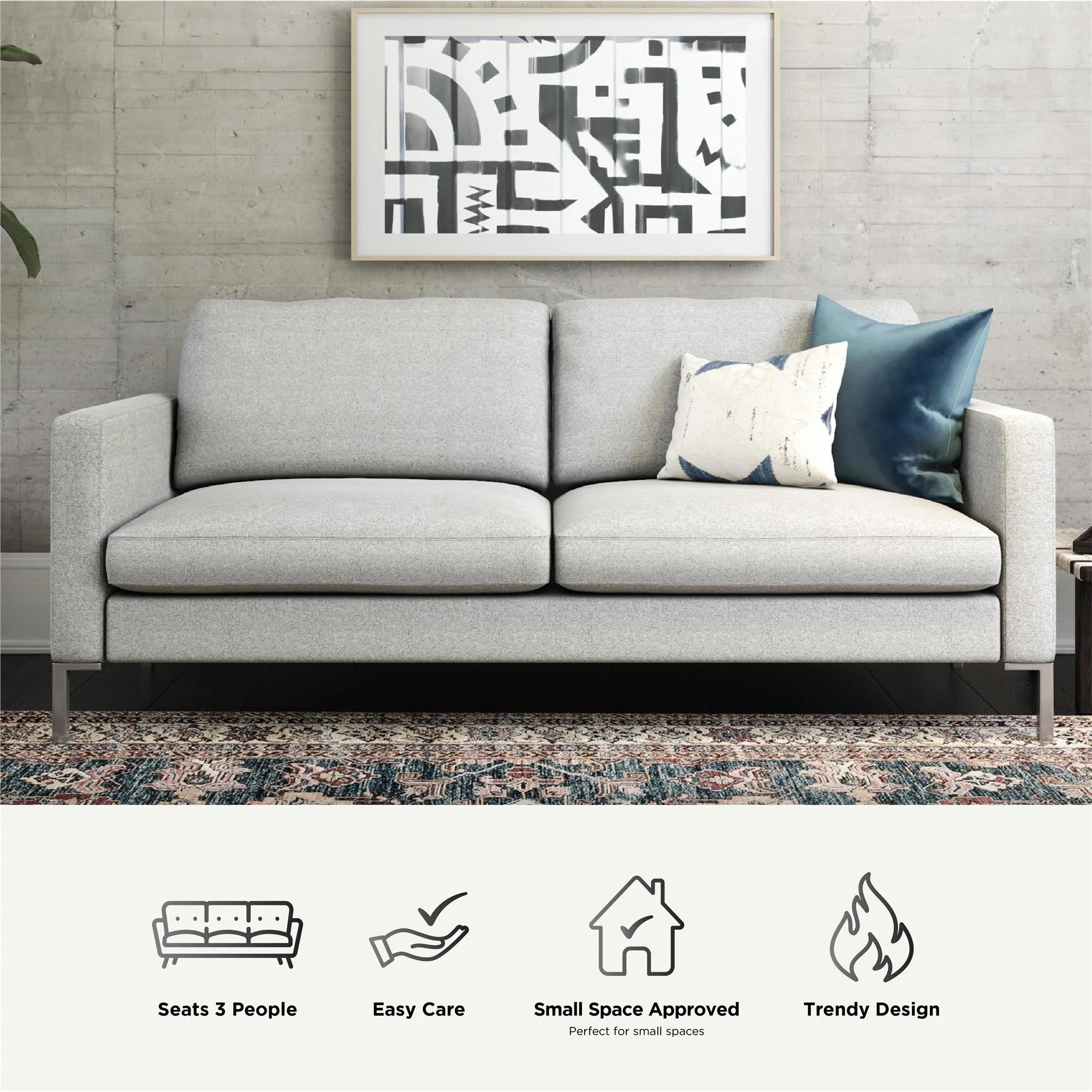 DHP Lexington Sofa, Gray Linen image 6