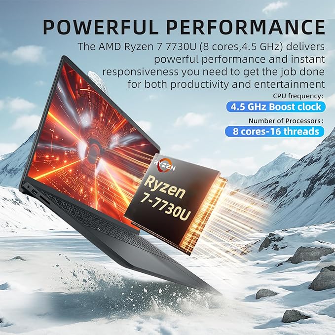 Dell Inspiron 15 Business Laptop- w/Office Lifetime & External DVD Drive, AMD Ryzen 7 7730U (8-Core) CPU, 15.6" FHD (1920 x 1080) Touchscreen, Win 11 Pro(32 GB RAM, 1 TB SSD) image 5