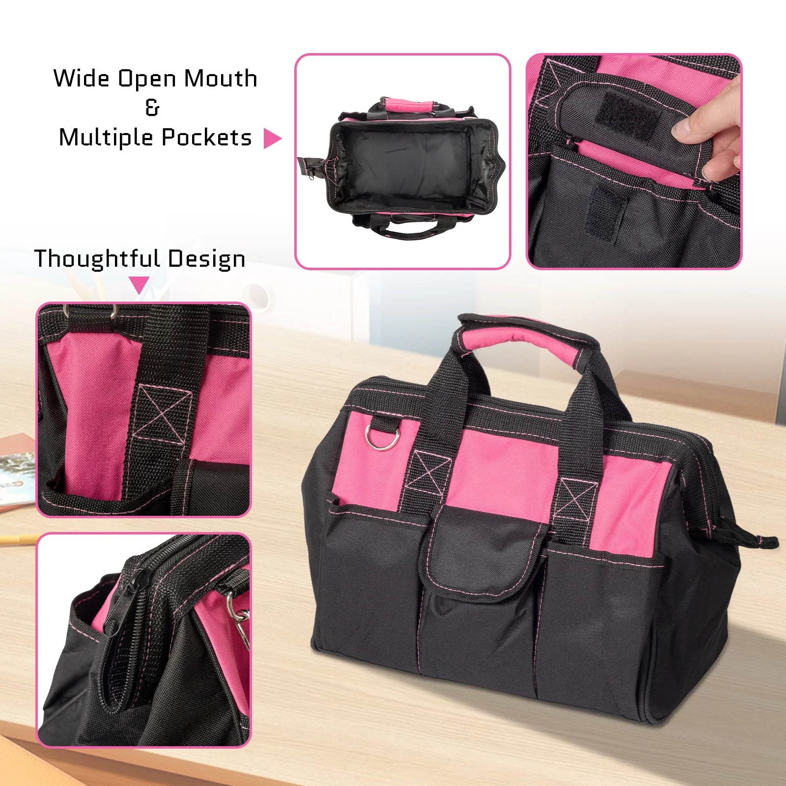 Ktaxon 221-Piece Pink Household Tool Set with 12" Storage Bag image 1