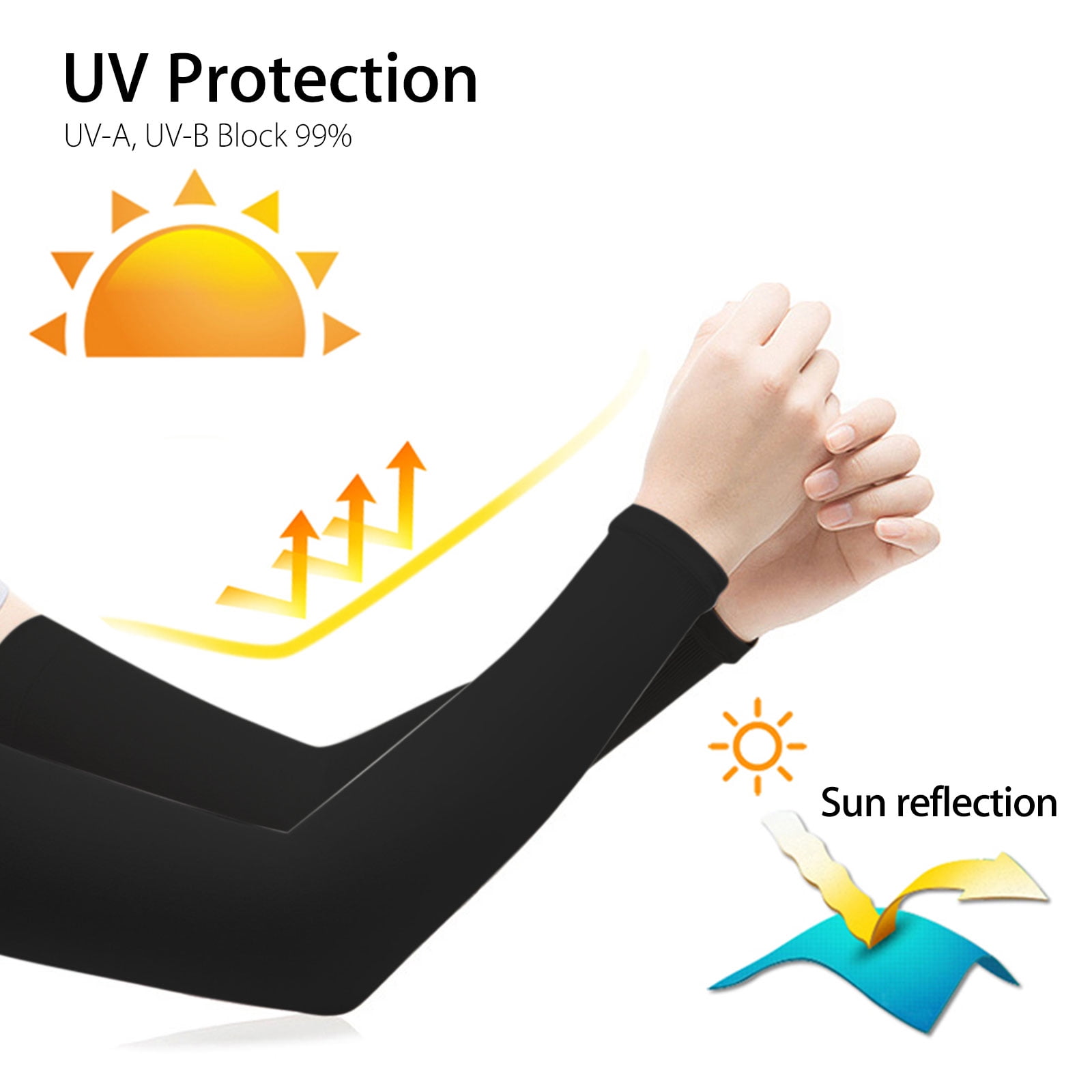 5 Pairs Cooling UV Protection Sun Sleeves, Long Arm Cover for Men Women, Outdoor Sports Sun Sleeves for Running Golf Cycling Basketball Driving Fishing image 6